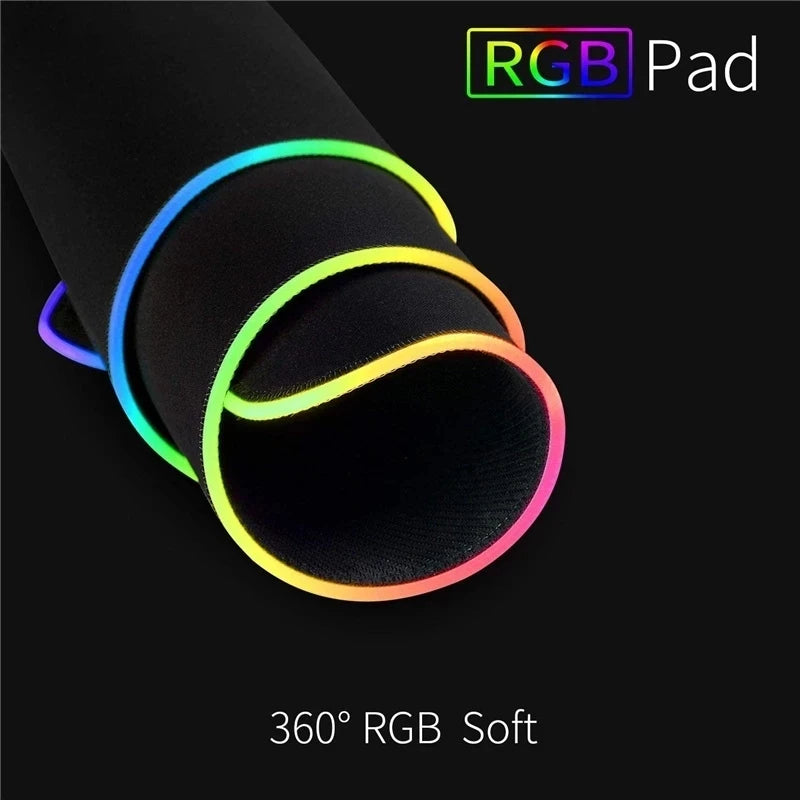 LED Light Mousepad RGB Keyboard Cover Desk-mat Colorful Surface Mouse Pad Waterproof Multi-size Computer Gamer Esports Mouse Pad