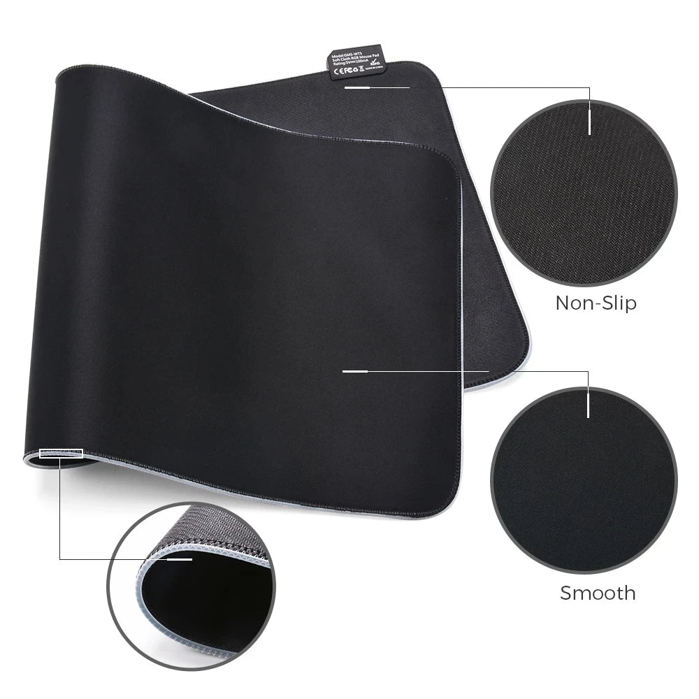 LED Light Mousepad RGB Keyboard Cover Desk-mat Colorful Surface Mouse Pad Waterproof Multi-size Computer Gamer Esports Mouse Pad